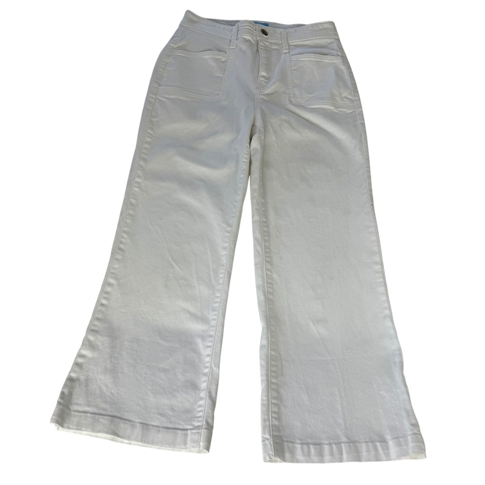 Draper‎ James RSVP Womens White Wide Leg High Rise Patch Pocket Pants Size 10